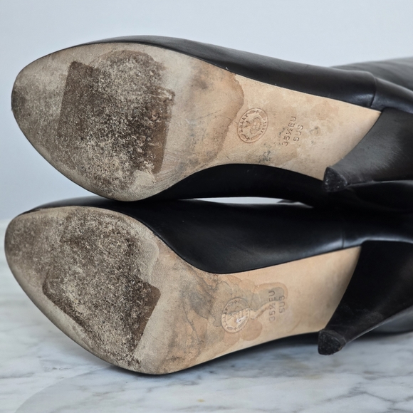 BALLY Estelle Pull On High Heel Black Leather Boot Size US 5 - Picture 10 of 12